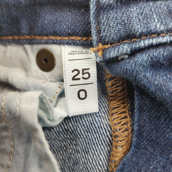 CC - Ann Taylor Loft Womens Shorts 0 Denim Blue Jean Mid Rise Dark Wash Stretch - Picture 4 of 7